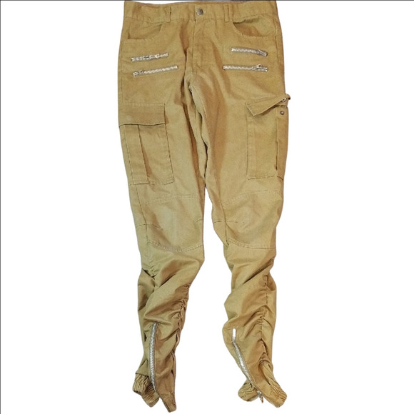 American Stitch Pants - American Stitch Tan Cargo Pants with Ruched Legs